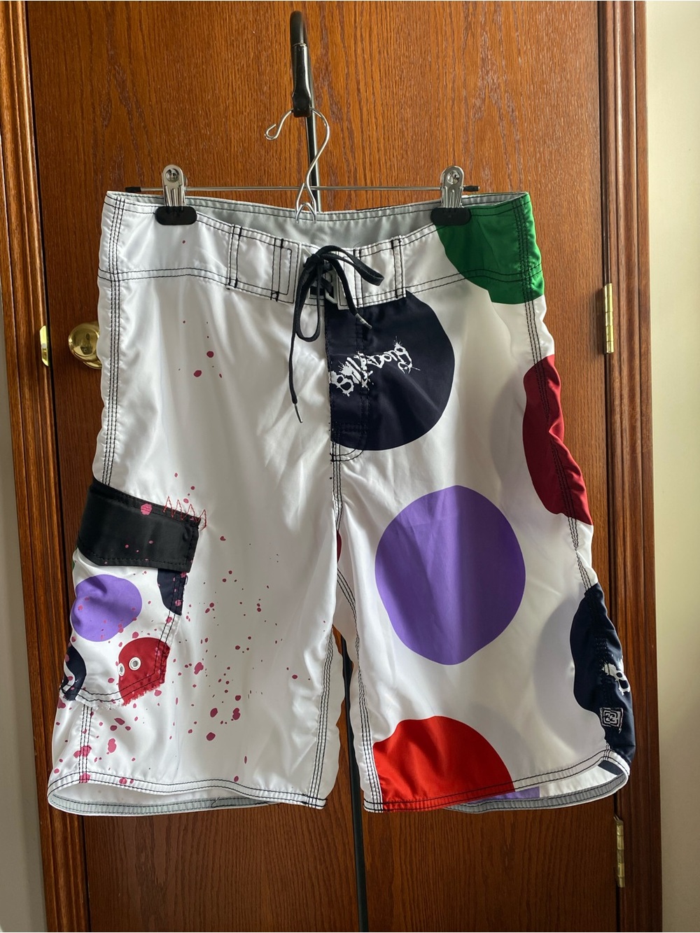 Vintage Billabong Boardshorts Y2K Multicolor Paint Splatter Surf Shorts 34 - Picture 3 of 16